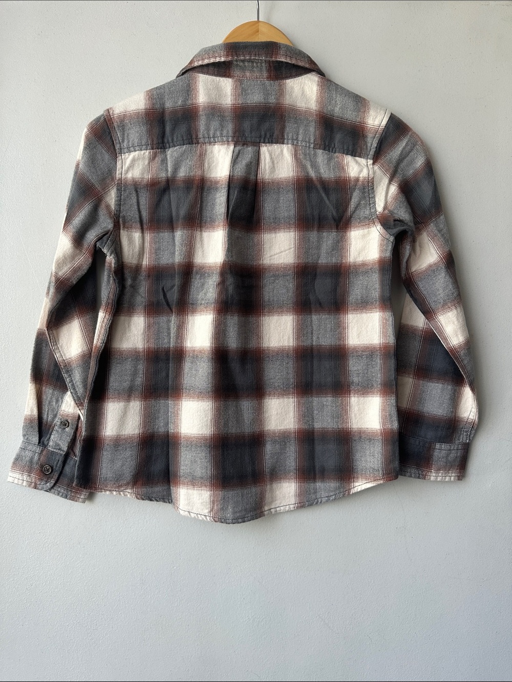 Cat & Jack Gray, Brown & Cream Plaid Button-Down Shirt - Picture 4 of 6